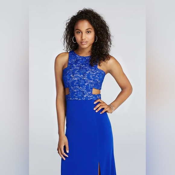 Morgan & Co. Red Jersey Cut Out Gown - Picture 13 of 13